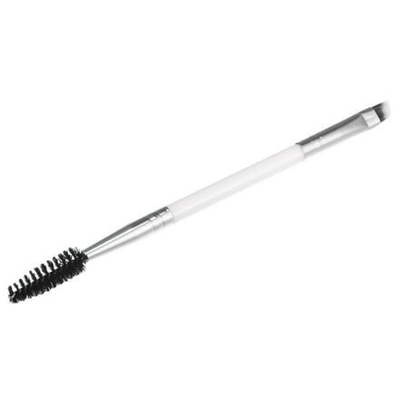 Vocoste 1pcs Soft Double Sided Eyebrow Brush Angled Eye Brow Brush Eyelash Extension Brush Silver Tone White