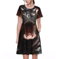 thumbnail image 1 of Fotbe Playful Baby Hippo Splash Vestido Largo de Moda para Mujer, Vestido Tipo Camiseta con Manga Corta y Estilo Casual a Rayas y Bloques de Color, 1 of 6