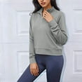 thumbnail image 3 of Miluxas Women's Cropped Half Zip Pullover Quarter Zipper Long Sleeve Sweatshirt for Casual Wear Gray XXL(XXL), 3 of 7