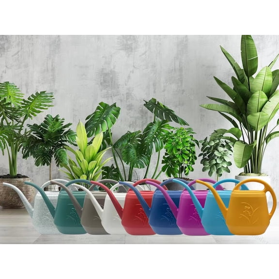 HomelyJoy Coffee Plastic Watering Can, 1 Gallon Large Capacity Long Spout Watering Pot with Ergonomic Handle for Indoor Houseplants, Garden, and Lawn Care
