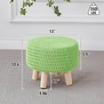 thumbnail image 3 of fyigbion Pouf Ottoman  100% Cotton Knitted Boho Footstool  Round Footrest with Non-Skid Wood Legs   Décor Handmade Pouffe  Leisure Floor Step Stool for Living Room (Beige), 3 of 15