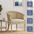 thumbnail image 2 of GDF Studio Velie French Country Fabric Upholstered Wood and Cane Accent Chair, Beige and Natural, 2 of 11
