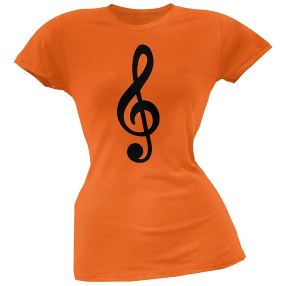 Treble Clef Orange Soft Juniors T-Shirt - 2X-Large