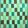 thumbnail image 1 of Ahgly Company Machine Washable Indoor Square Checkered Turquoise Blue Modern Area Rugs, 4' Square, 1 of 4