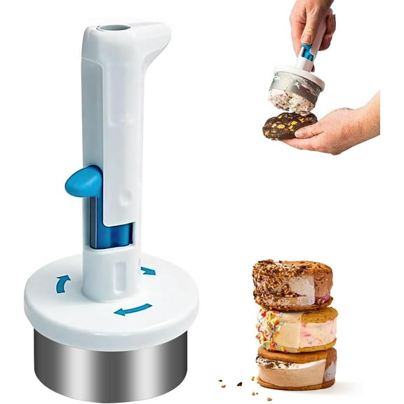 Ice Cream Sandwich Maker Tool, Stainless Steel Ice Cream Cookie Sandwich Maker, Easy Release Sandwich Cookie Scoops, Creative Ice-Cream Burger Making, for Kitchen, Dessert Shop