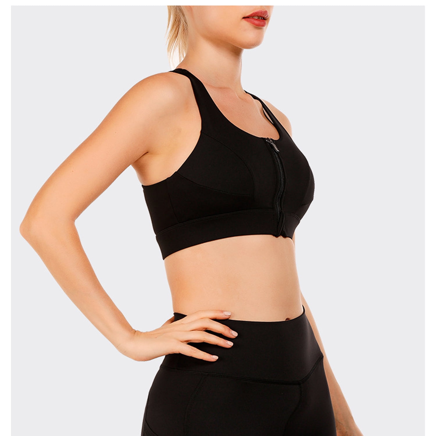 sports bra high impact zip front
