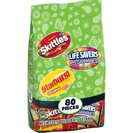 Skittles, Starburst and Life Savers Fun Size Candy Variety Bag, 22.7 ounce, 80 pieces