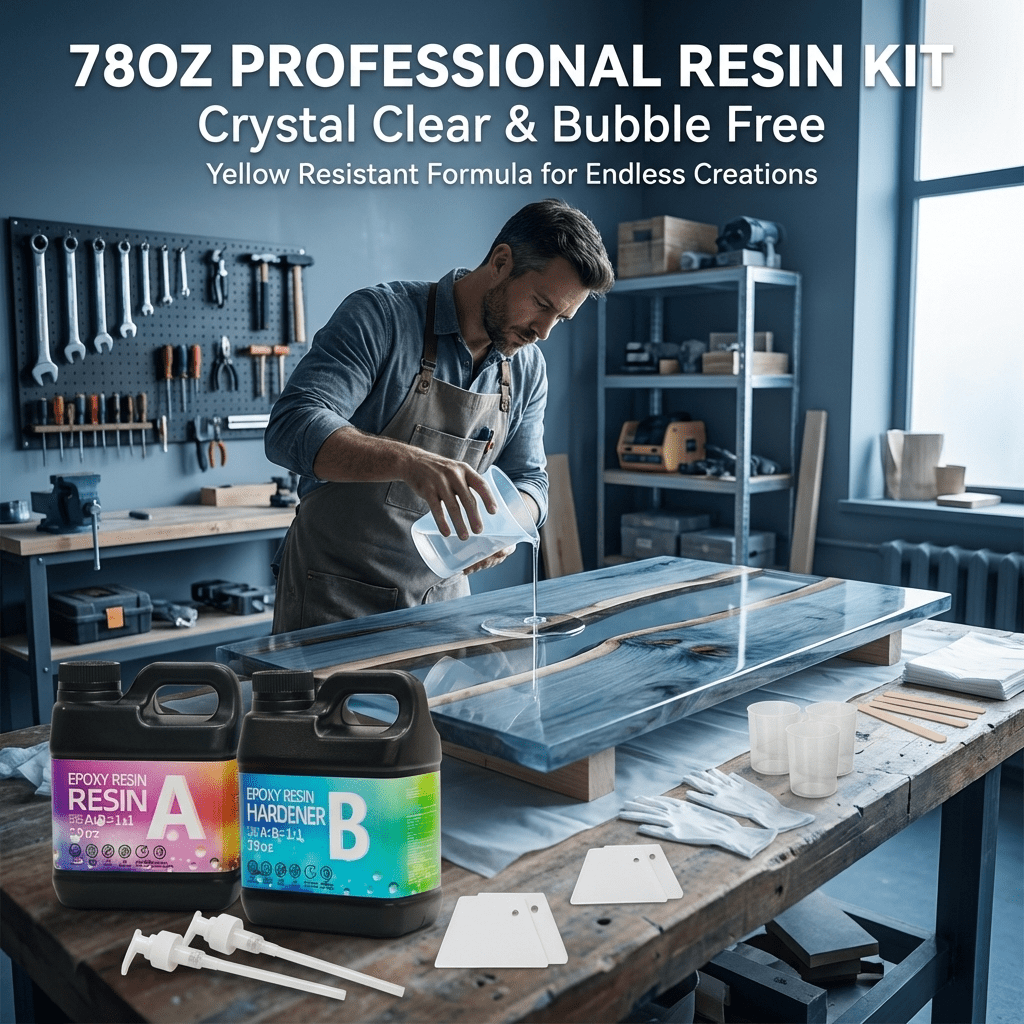 Epoxy Resin 78OZ with 250g Resin Remover，Newly Formulated Crystal Clear Resin, Strong, Bubble-Free, Anti-Yellowing Art Resin That, Suitable for Casting, DIY, Molds, Jewelry, Easy to Mix 1:1 Ratio