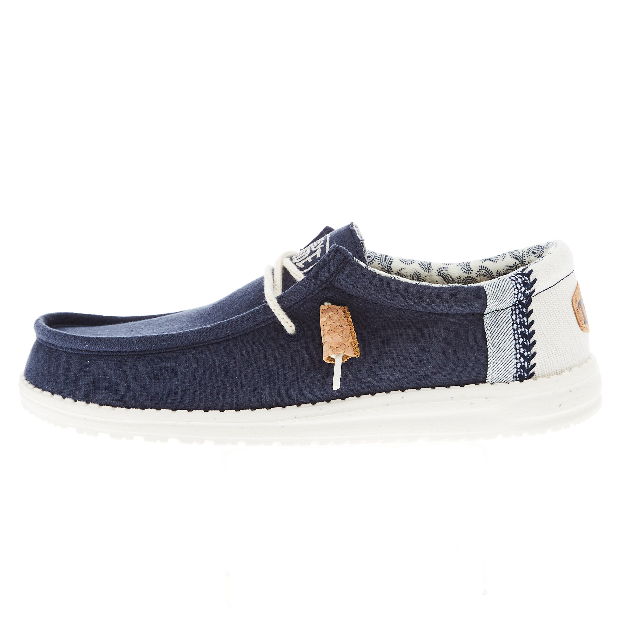 Mens Hey Dude Wally Linen Natural Navy Casual Shoe - Walmart.com