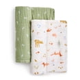 thumbnail image 2 of Aden + Anais  Essentials 2-Pack Swaddles - Cotton Muslin - Sage Woodlands, 2 of 6