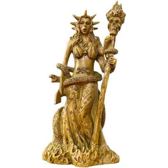 Mythology Hecate Sorceress Necromancy Deity Statue,Myth Goddess Sculpture Resin Statue Altar for Home Altar Witch Statue for Desk Decoration