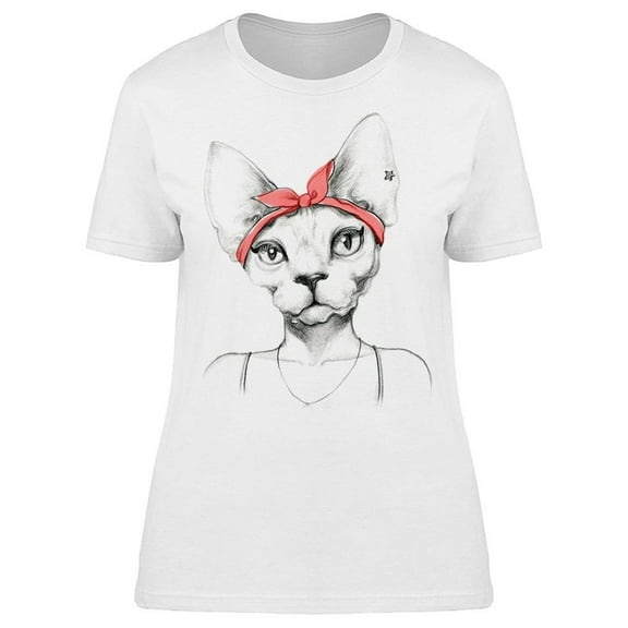 Fashion Animal 80S Cat T-Shirt Women -Image by Shutterstock, Female Large