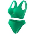 thumbnail image 2 of Elainilye Fashion Womens Sports Bras Set Seamless Suspender Breathable Gathering Bra Sports Underwear Set,Green, 2 of 3