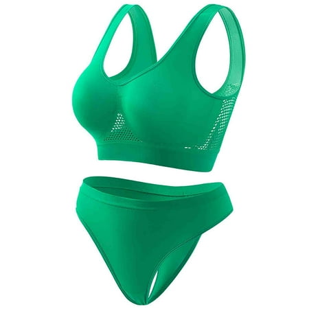 Njoeus Sports Bra Plus Size Bras for Women Women s Wire Free Push Up Bras Seamless Comfort Breathable Wireless Sports Bra and Panty Sets for Women Underwear Set Womens Bralettes