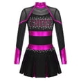thumbnail image 1 of Kaerm Tenue d'Uniforme de Cheerleading pour Filles Enfants, Robe Plissée à Manches Longues avec Strass, Cosplay, Robe Fantaisie, Noir&Rose Vif 8, 1 of 7