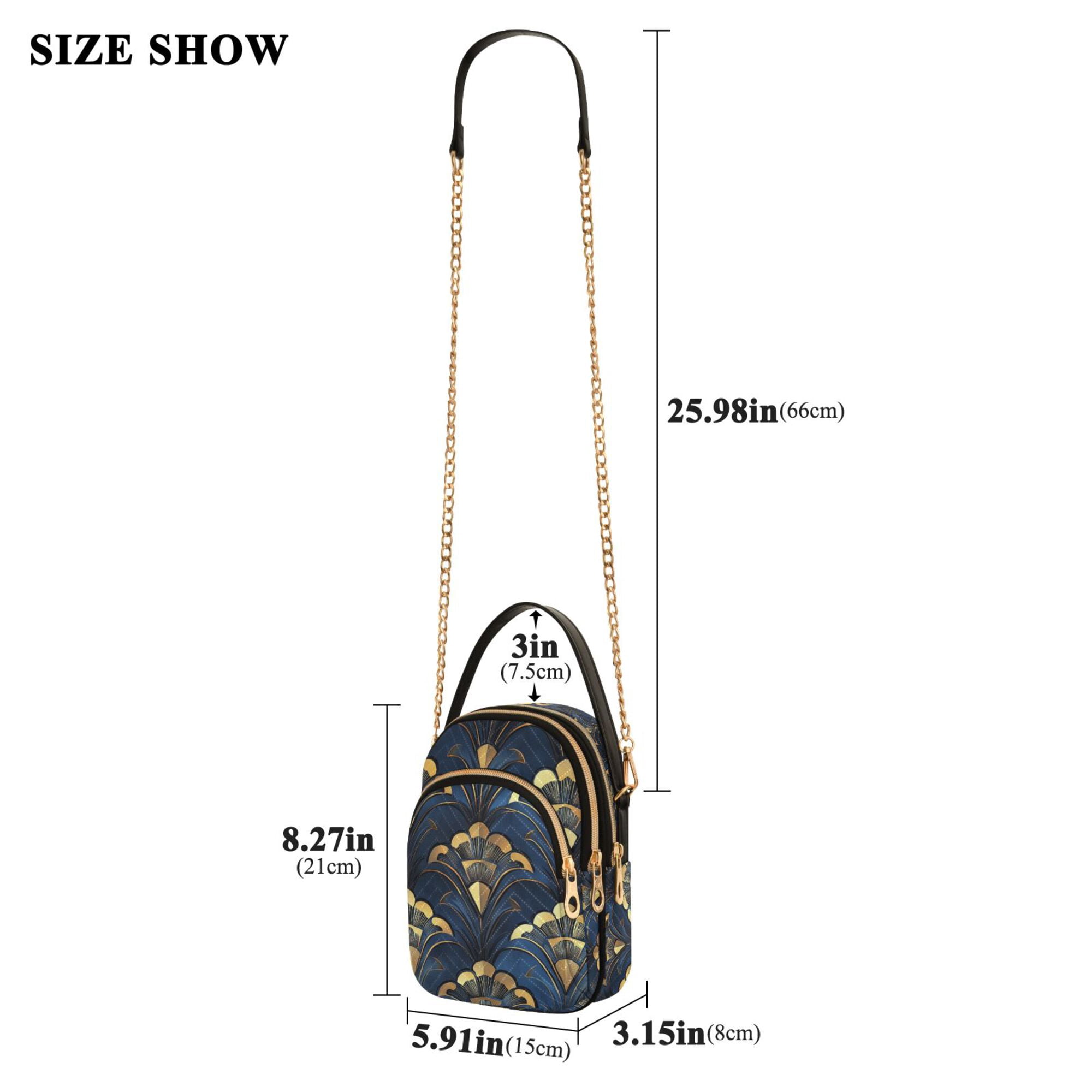 FORMRS Crossbody Bag for Women Quilted Travel Shoulder Cell Phone Purse with Chain Strap Handbag, Blue Art Pattern