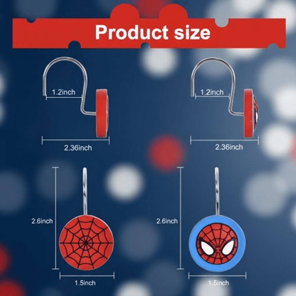 12 Pack Spider-Themed Shower Curtain Hooks and Rings, Decorative Stainless Steel Bathroom Shower Hangers for Stylish and Durable Curtain Display