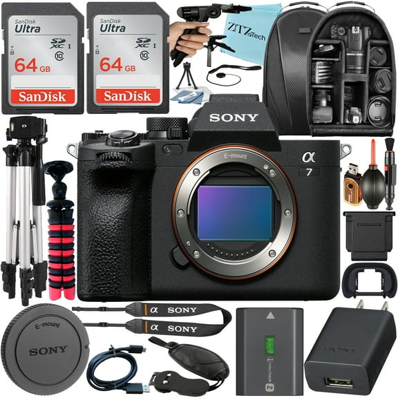 Sony Alpha a7 IV Mirrorless Digital Camera (Body Only)   SanDisk 64GB Card   Backpack   Tripod   ZeeTech Accessory Bundle (International Version)