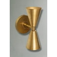 thumbnail image 2 of Hussain Crafts 2-Light Elegant Brass Double-Cone Mid-Century Wall Sconces with Crystal Glass, 2 of 3