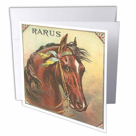 3dRose Beautiful Vintage Horse Label, Greeting Cards, 6 x 6 inches, set of 6