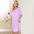 thumbnail image 2 of FAIWAD Silk Nightgown for Women Short Sleeve Lace V Neck Sleepwear Summer Comfy Lightweight Babydoll Loungewear Loose Nightdress, 2 of 8