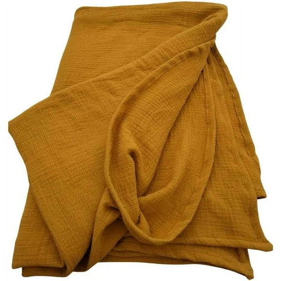 Manta Muselina Babybamboo 70% Bambú 30% Algodón Suave y Transpirable 110cm X 120cm Amarillo