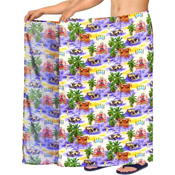 HAPPY BAY Men's Pareo Swim Trunk Holiday Sarong Long Beach Wrap One Size Purple, Hawaiian Summer Vacation Party