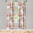 thumbnail image 3 of Ambesonne Floral Curtains, Blossom Foliage Tropical, Pair of 28"x63", Raspberry and Pistachio Green, 3 of 5
