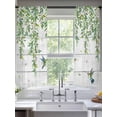 thumbnail image 2 of Spring Botanical Sheer Curtains 63 Inch Length 2 Panels Set Window Treatments, Watercolor Leaves Flowers Birds Gray Wood Rod Pocket Semi Curtains for Living Room/Bedroom/Kitchen Décor, 104"W x 63"L, 2 of 7