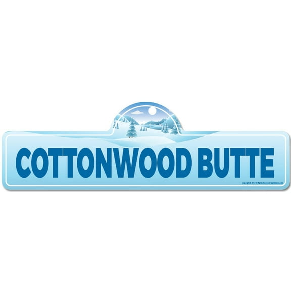 Cottonwood Butte Street Sign | Indoor/Outdoor | Skiing Skier Snowboarder Décor for Ski Lodge Cabin Mountian House | SignMission personalized gift