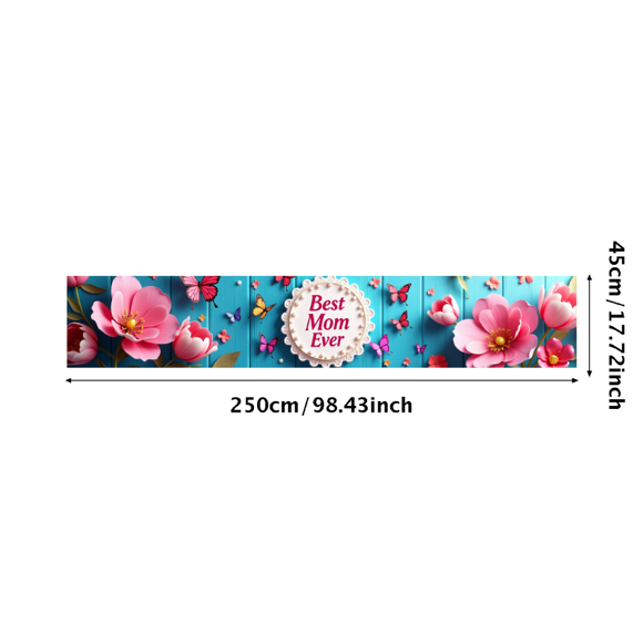 Floral Themed Best Mom Ever Backdrop Banner with Butterflies for Mother Appreciation Party Mom Celebration Decorations Photography Props Family Gatherings
