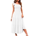 thumbnail image 1 of Prolriy Robes Printemps Été pour Femmes 2025 Robe Maxi Femme Été une Épaule Sans Manches Robe Longue à Volants Ourlet Fluide Robes d'Été pour Femmes, Robes Blanches pour Femmes, 1 of 8