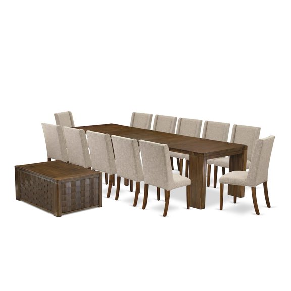 Luxe by East West Furniture 14 Pieces Extendable Dining Set Includes a Rectangle Kitchen Table