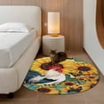 thumbnail image 2 of Round Rugs 4Ft, Sunflower Rooster Round Area Rug Washable Indoor Throw Carpet, Vintage Watercolor Summer Flower Soft Non Slip Circle Rug for Kitchen Nursery Room Home Decor Aesthetic, 2 of 8