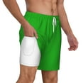 thumbnail image 3 of Picia Green pattern Mens Swim Trunks with Compression Liner Stretch Beach Shorts Quick Dry with Zipper Pockets No-Chafing Board Shorts-X-Large, 3 of 9