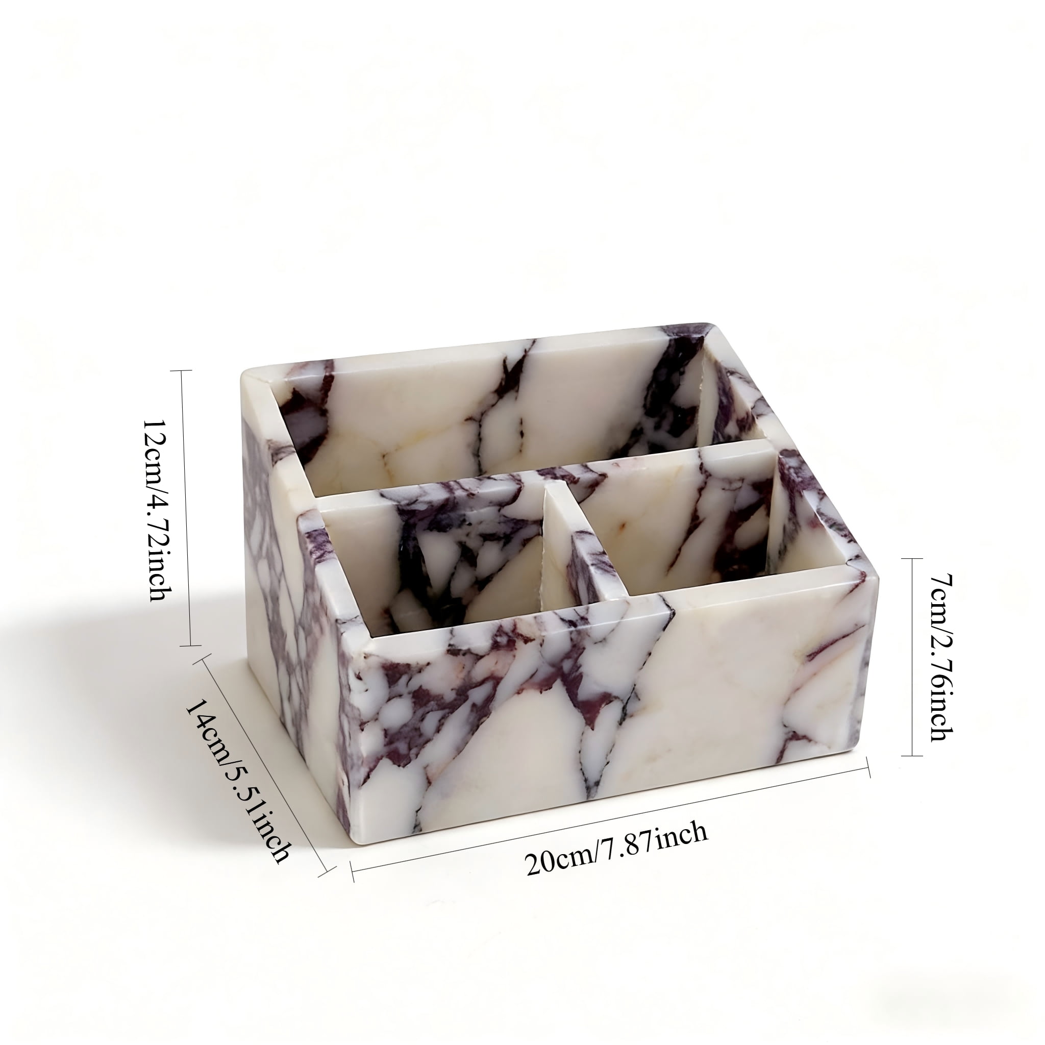 Calacatta Viola Marble Storage Organizer with Compartments - Multi-Purpose Desktop, Natural Stone Vanity Bathroom Office Kitchen Tray