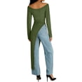thumbnail image 3 of Women's Summer Dresses Long-Sleeve Asymmetrical Dress Jumpsuit Fashion Round Neck Solid Outfit Loose Flowy Beach Sundress, 3 of 5