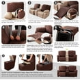 thumbnail image 3 of Recliner Loveseat Cover with Center Console, 2 Seater Jacquard Recliner Sofa Slipcover with Pockets Washable Stretch Reclining Couch Covers Furniture Protector with Elastic Straps (Tuape), 3 of 14