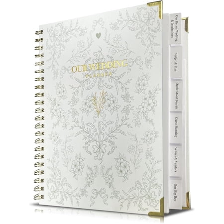 Wedding Planner Book and Organizer | Bridal Wedding Planner Book with Countdown Calendar & Checklists | A Meaningful Engagement Gifts for Couples, Green & White Floral