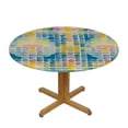 thumbnail image 3 of Orinice Rainbow Stripes Round Table Cover Stain Resistant Washable Indoor Outdoor Tablecloth Kitchen Dining Wedding Parties 100% Polyester Fiber 42-46, 3 of 8