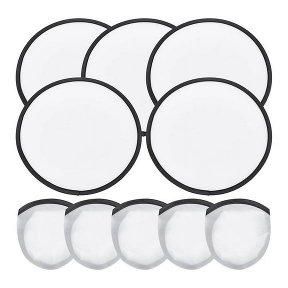 5 Pcs Foldable Flying Disc Fans 9.8 Inch Sublimation Fans Polyester Black Edge Folding Fan Set with Bag for Black