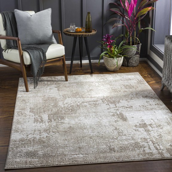 Hauteloom Lumbia 5'3" x 7' Living Room, Nursery, Kids Room Area Rug - Contemporary Abstract Multicolor Carpet - Brown, Cream, Beige