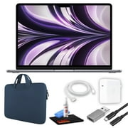 Apple MacBook Air 13" Laptop (M2 Chip, 8-Core CPU, 8GB RAM) (Mid 2022, 256GB SSD, Midnight) (MLY33LL/A) Bundle with Blue Zipper Sleeve, USB-C Extension Cable, and Screen Cleaning Kit