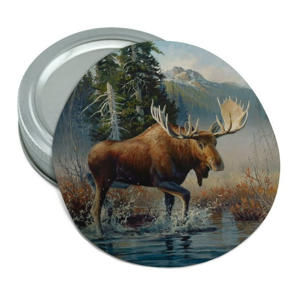 Moose in the River Forest Woods Wilderness Round Rubber Non-Slip Jar Gripper Lid Opener