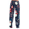 thumbnail image 4 of Women's Christmas Printed Plush Casual Pants with Drawstring Elastic Waist, Long Trousers for Home and Casual Wear, Comfortable Design,Dark Blue,S, 4 of 6