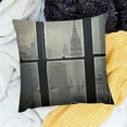 thumbnail image 2 of BANET City Throw Pillow Cushion Cover, Rooftop View Through Window Skyline Landmark Rooftop Travel, Decorative Square Accent Pillow Case White, 2 of 5