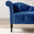 thumbnail image 6 of Velvet Chaise Lounge Indoor, Button Tufted Sleeper Sofa Chair with One Pillow, Upholstered Accent Recliner Chair with Nail Head Trim for Living Room, Bedroom, Blue, 6 of 6