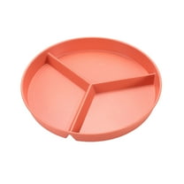 Reusable Dinner Plates 10 Inch Plastic Divided Plates for Adults Camping 3-Compartment Portion Control Plate Round Diet Lightweight Dinner Plates