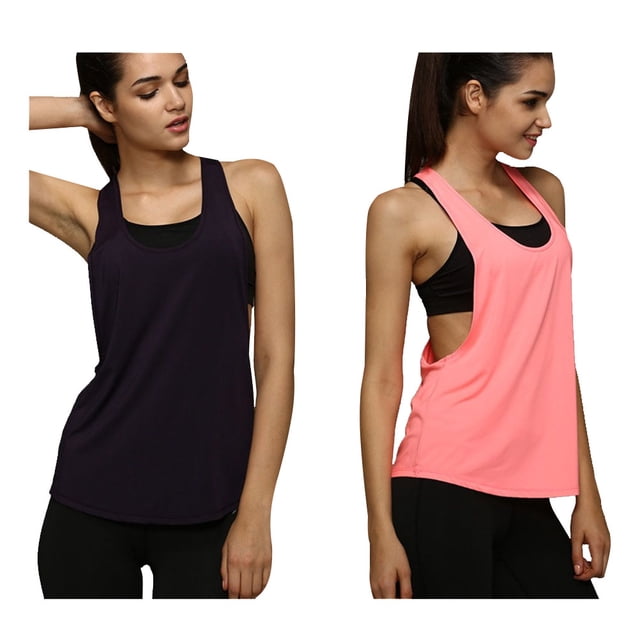 EXHUMKY 2Ud Top Sin Para Mujer Con Ajuste Suelto Y Liviano Para Deportes Y Yoga