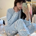 thumbnail image 3 of Pijamas de Hello Kitty Kawaii Sanrios serie Cinnamoroll My Melody Kuromi 2022 Otoño/Invierno nueva ropa de casa de felpa de dibujos animados lindos de Anime, 3 of 4